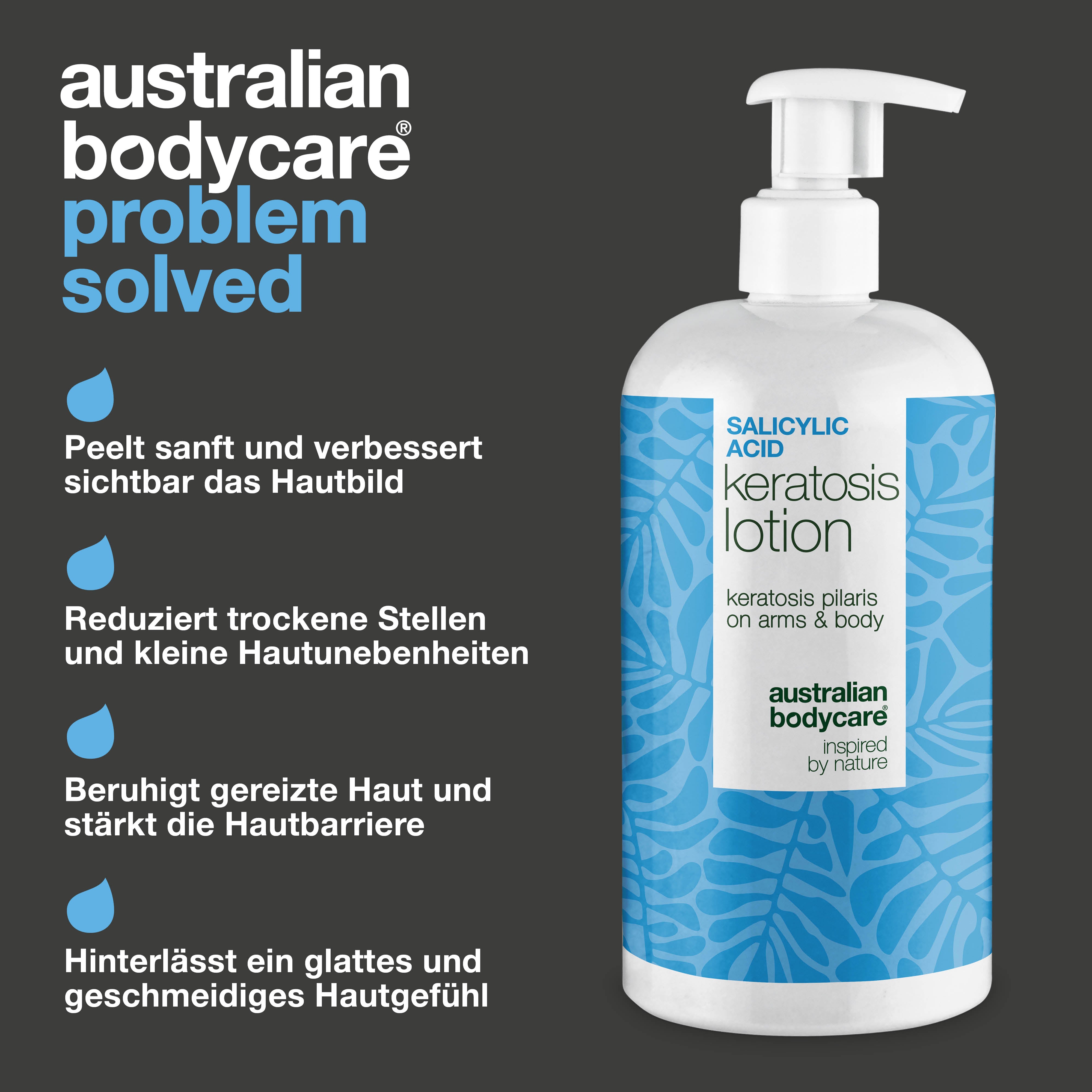 Body Lotion bei Keratosis Pilaris & Reibeisenhaut — Body lotion gegen Keratosis Pilaris. Glättet mit Salicylsäure, Niacinamid und Zink. Für raue, trockene Haut.