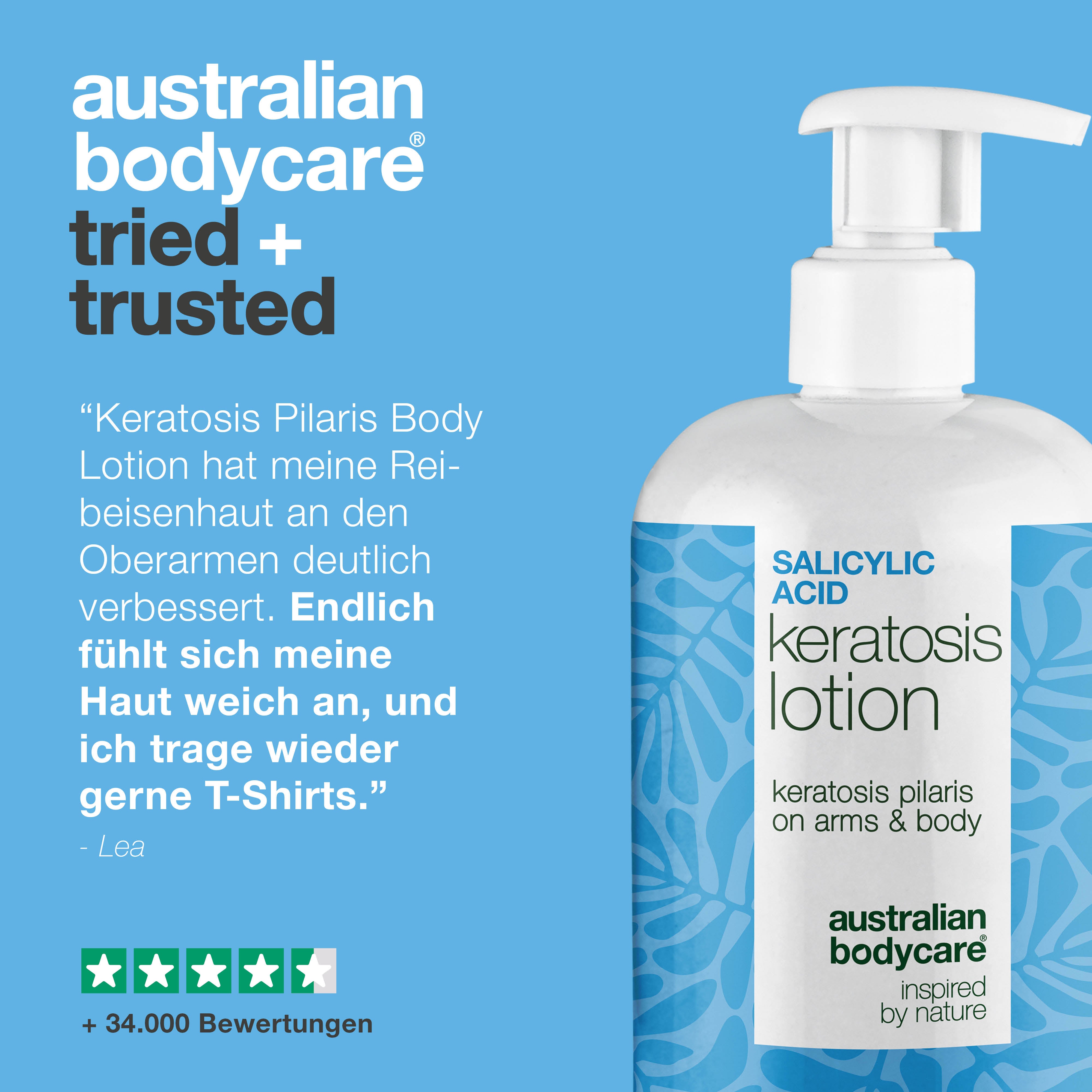 Body Lotion bei Keratosis Pilaris & Reibeisenhaut — Body lotion gegen Keratosis Pilaris. Glättet mit Salicylsäure, Niacinamid und Zink. Für raue, trockene Haut.