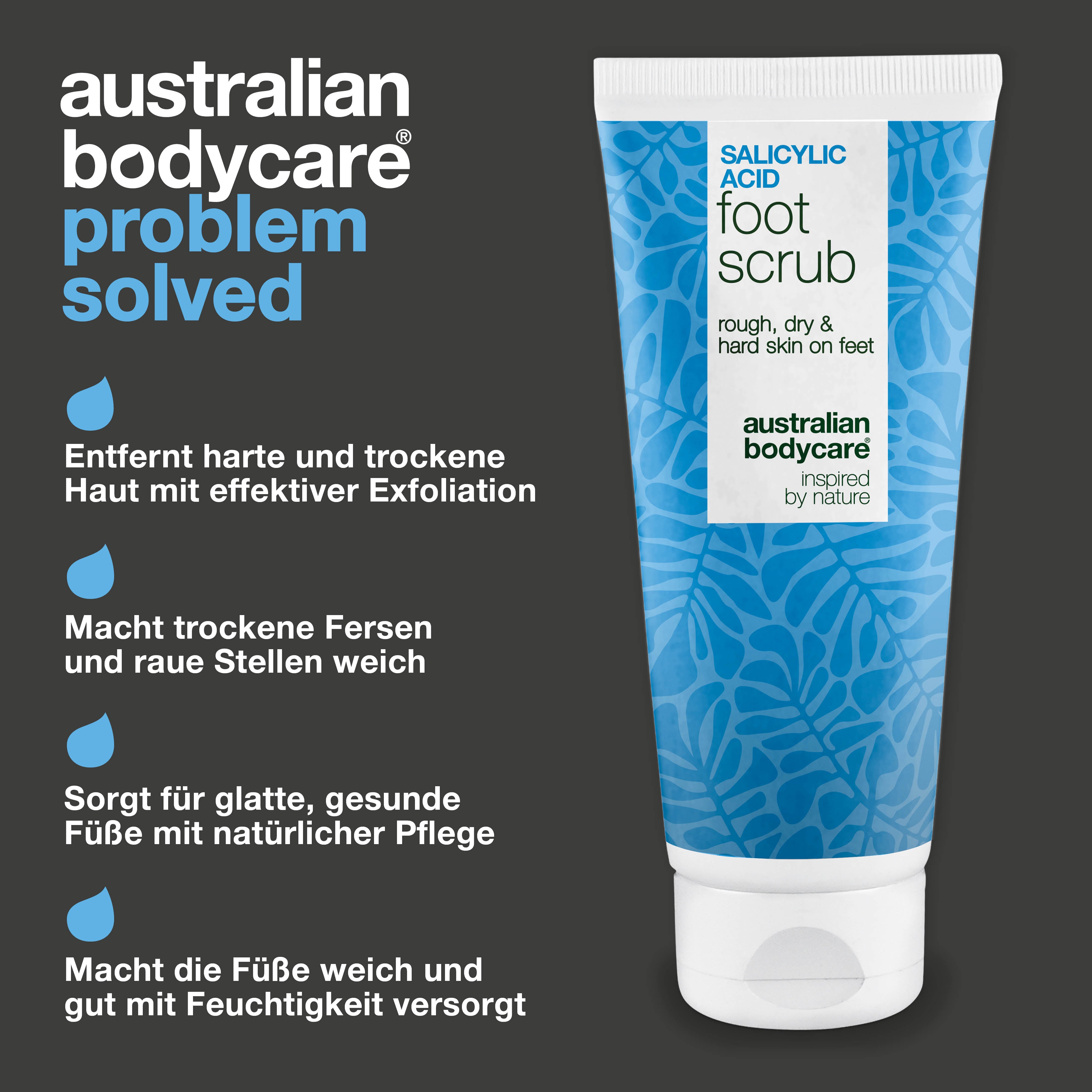 Exfolierendes Fußpeeling mit Salicylsäure gegen raue, trockene Haut