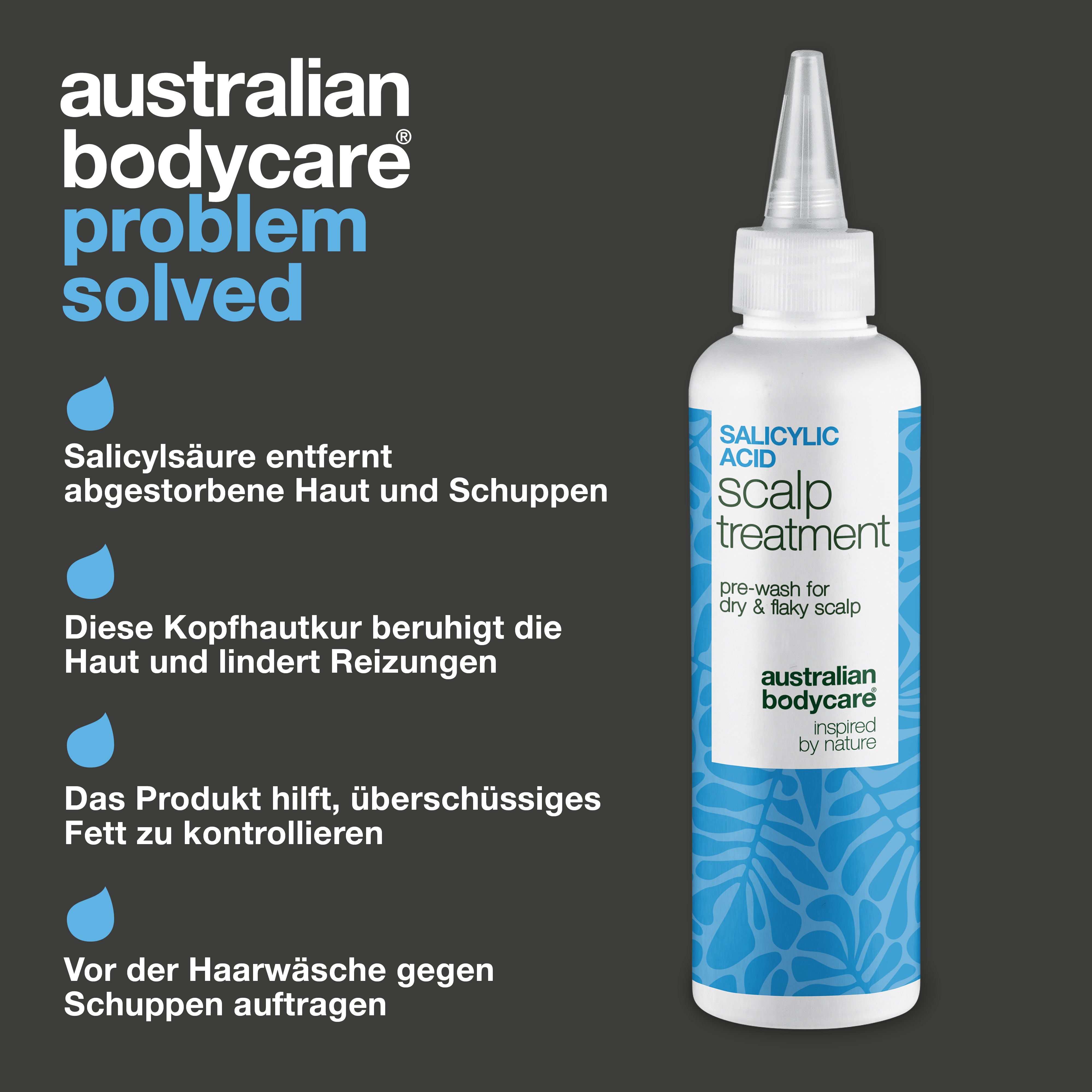 Salicylsäure Kopfhautpeeling gegen Schuppen und Juckreiz — Salicylsäure Kopfhautpeelling lindert Juckreiz, Schuppen und Fett. Vor der Wäsche anwenden für tiefe Exfoliation mit aktiver Salicylsäure.
