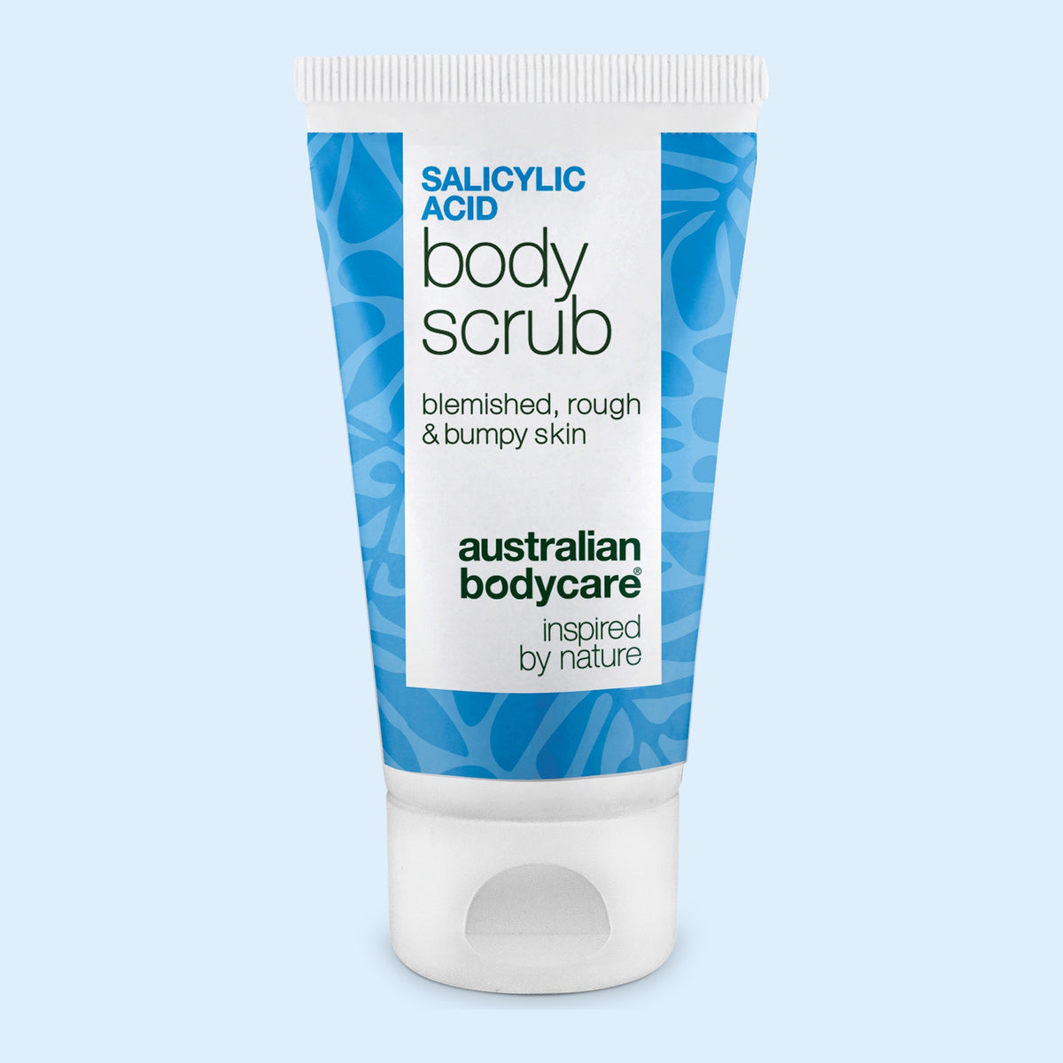 Salicylic Acid Body Scrub 50 ml von Australian Bodycare, blau-weiße Tube mit Klappdeckel