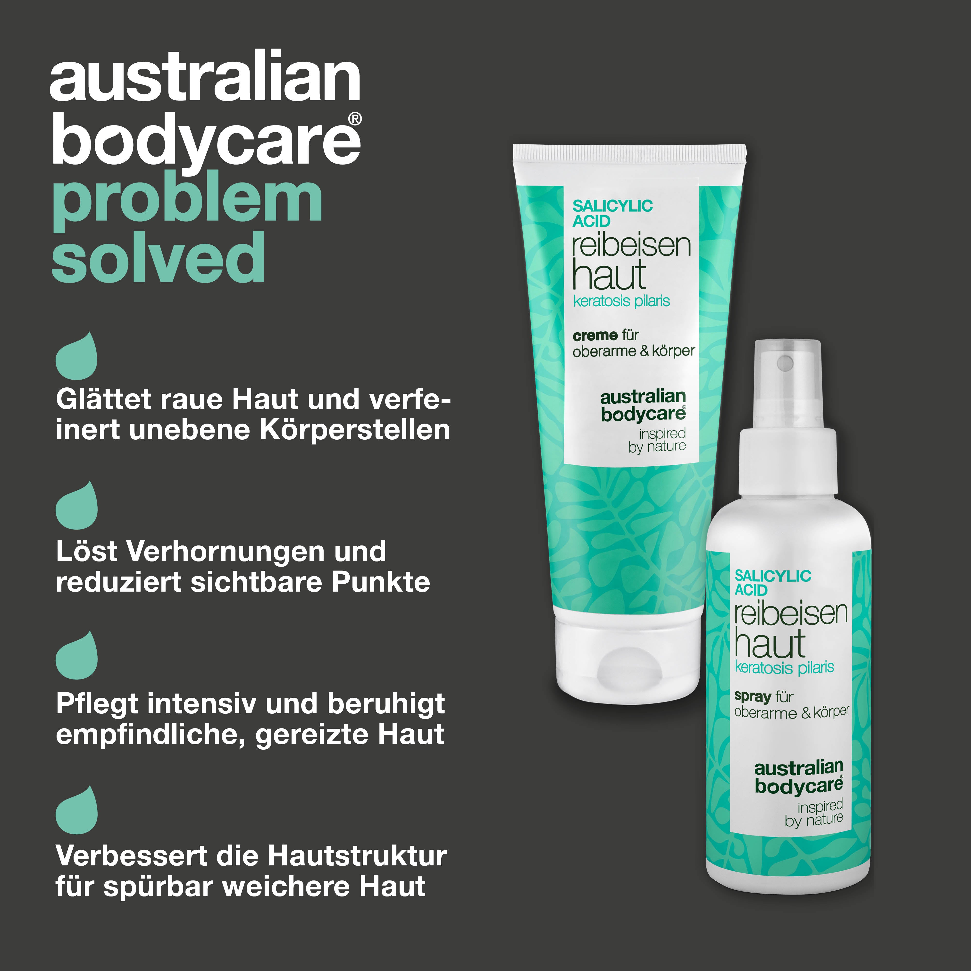 Reibeisenhaut Spray und Creme für Keratosis Pilaris, Reibeisenhaut und Erdbeerhaut für glatter wirkende Haut