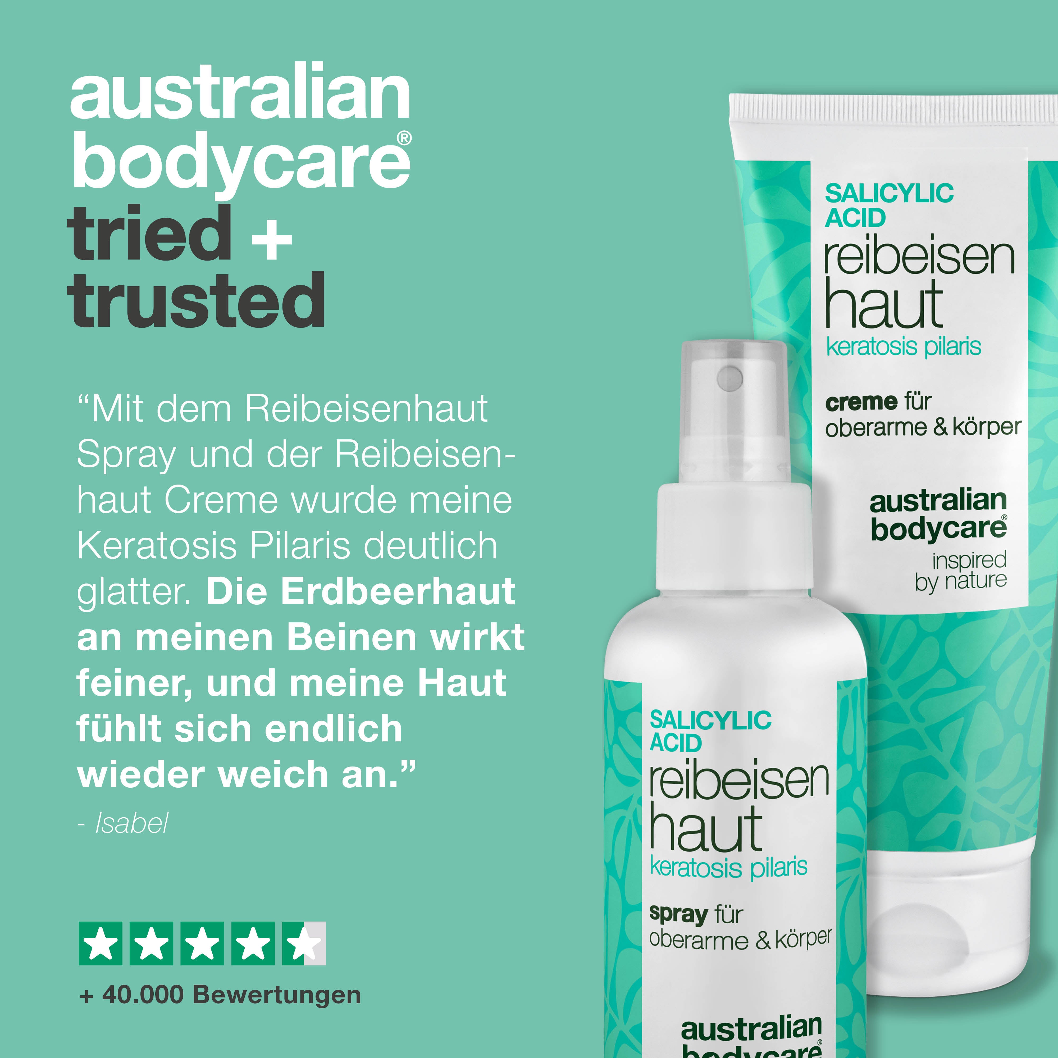 Reibeisenhaut Spray und Creme für Keratosis Pilaris, Reibeisenhaut und Erdbeerhaut für glatter wirkende Haut