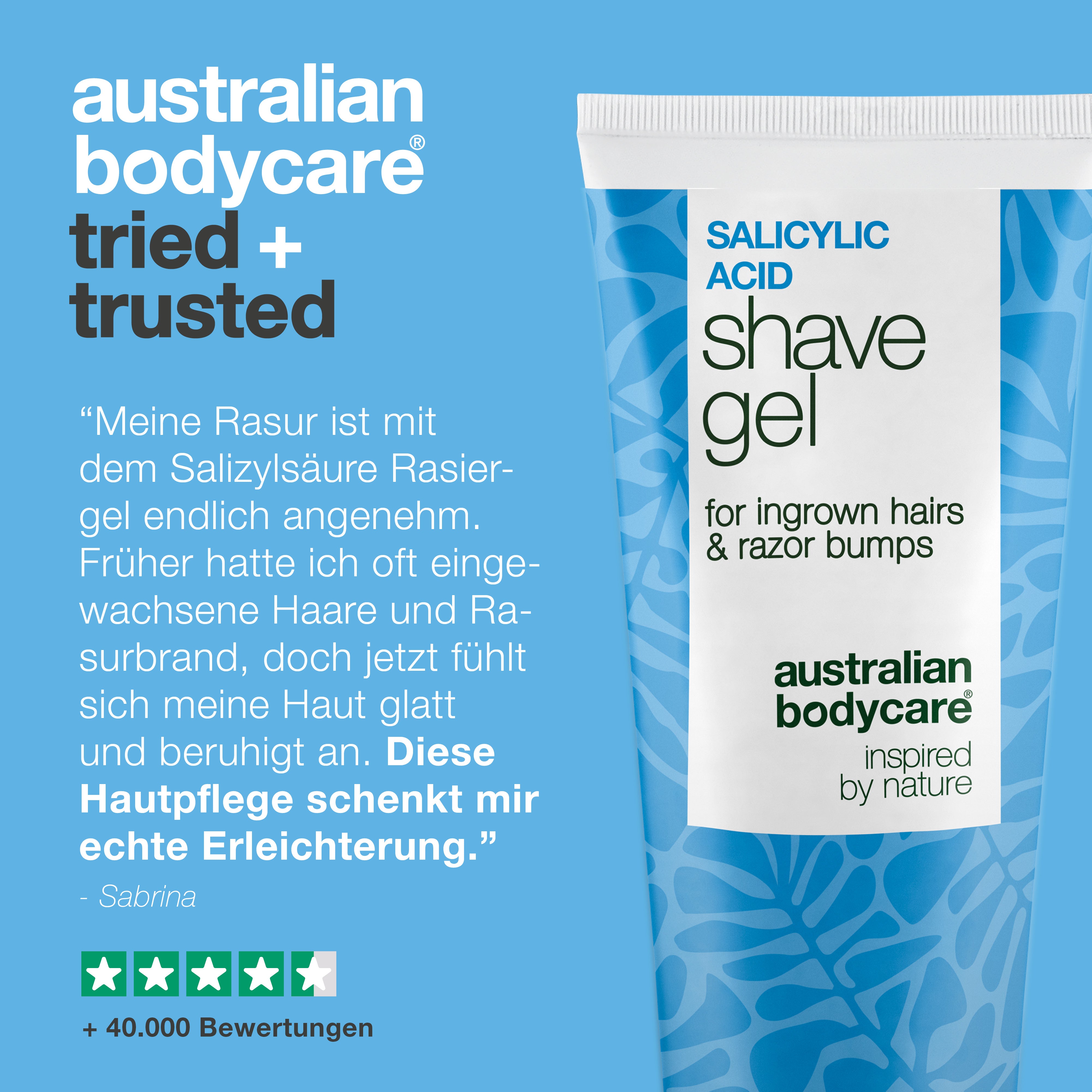 Salicylsäure Rasiergel gegen eingewachsene Haare — Salicylsäure Rasiergel gegen eingewachsene Haare & Juckreiz. Mit Salicylsäure, Glycerin und Panthenol für eine Haut ohne Irritationen.