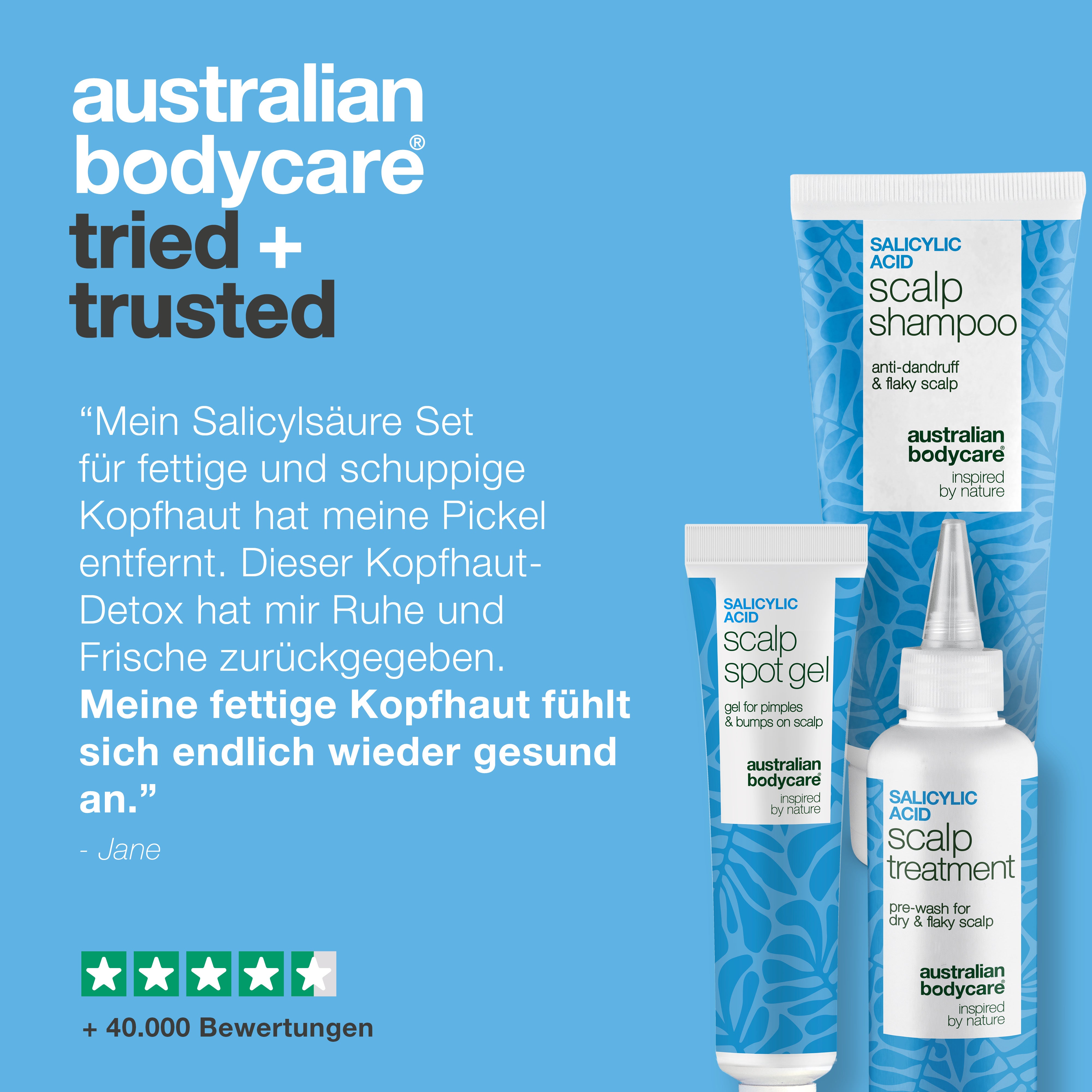 Tried and trusted: Kundenbewertung des Sets gegen fettige Kopfhaut – 4,5 Sterne bei über 40.000 Bewertungen