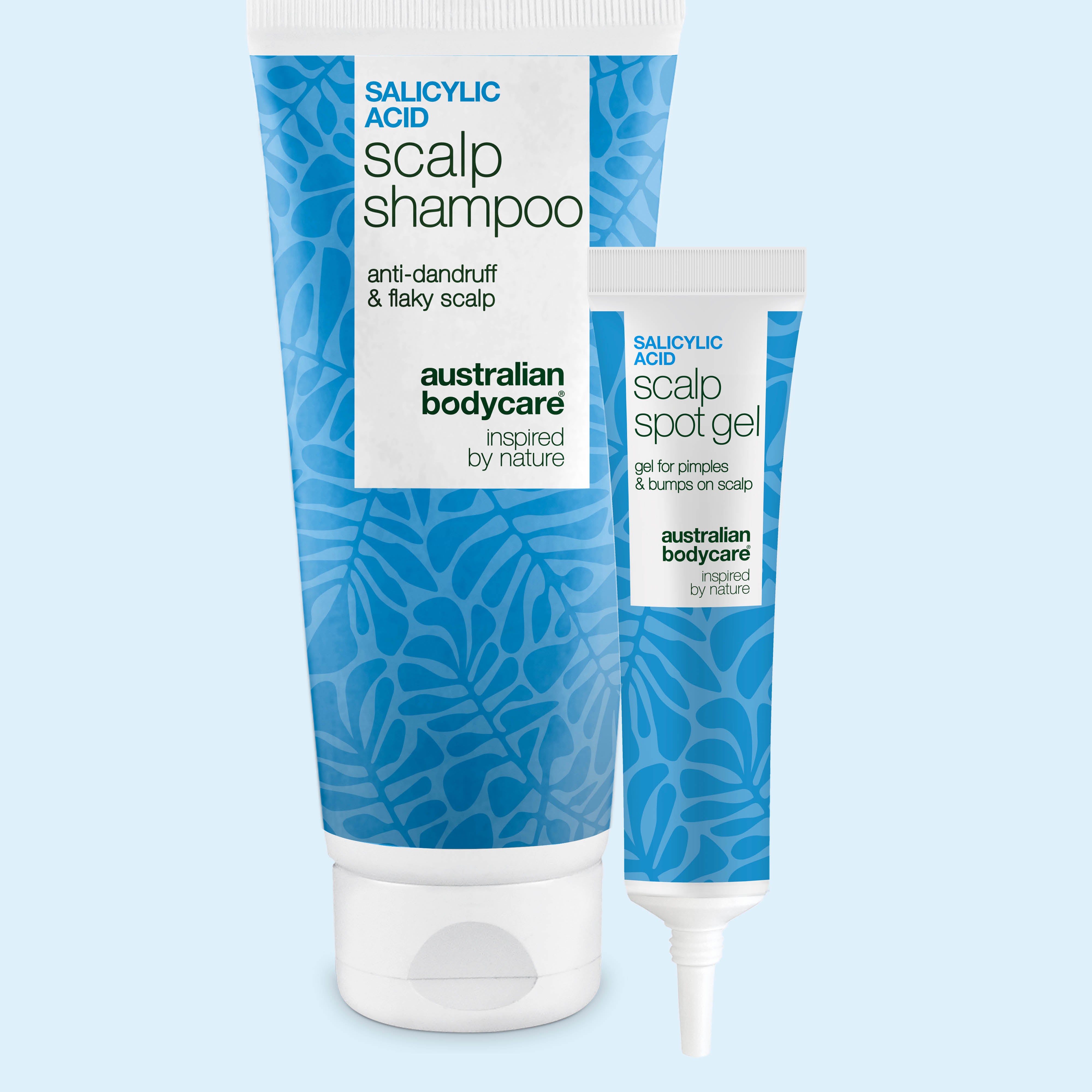 Set gegen Pickel auf der Kopfhaut mit Salicylsäure Scalp Shampoo und Spot Gel von Australian Bodycare