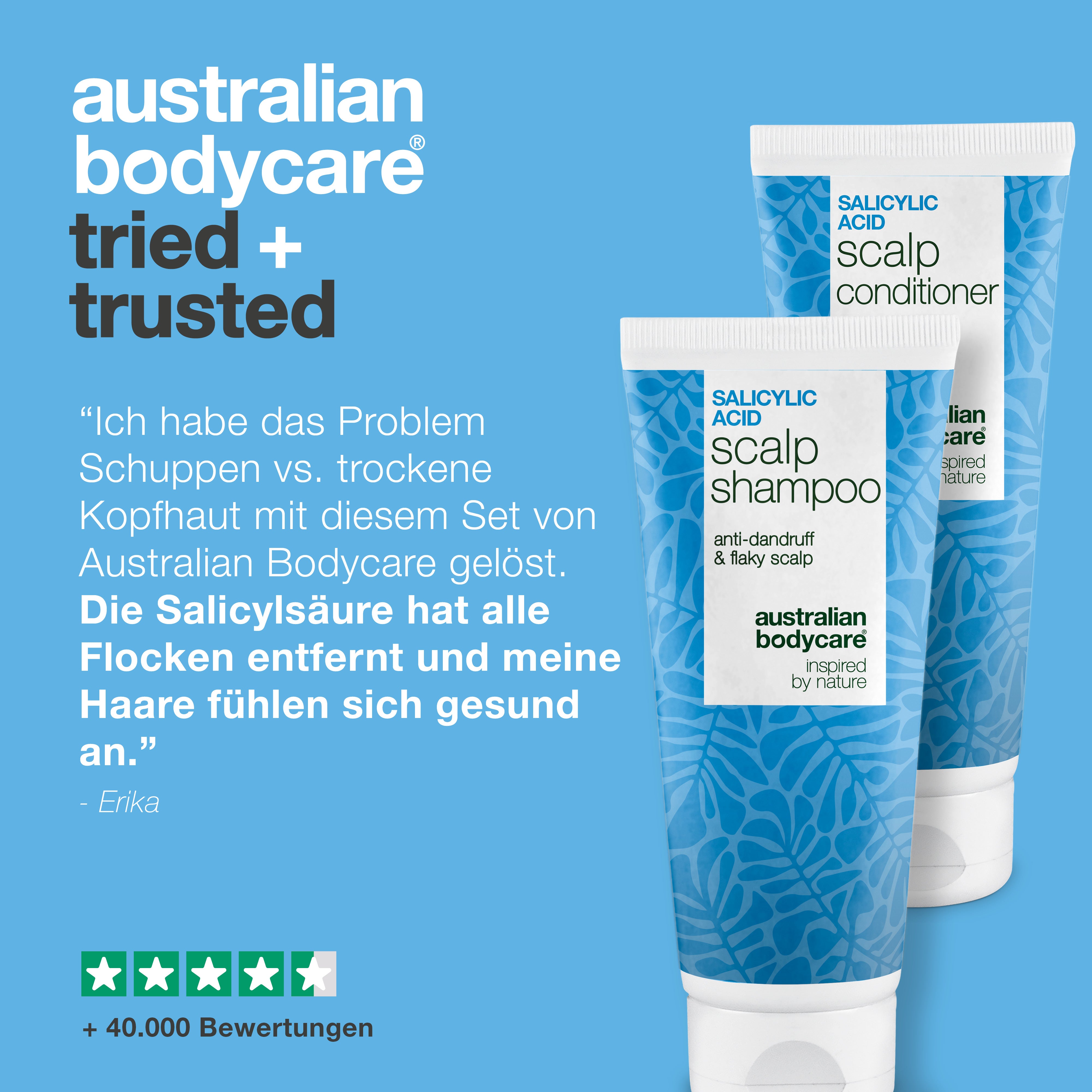 Tried and trusted: Kundenbewertung des Sets gegen Schuppen – 4,5 Sterne bei über 40.000 Bewertungen
