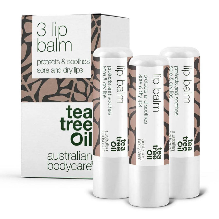 3x Lip balm mit Teebaumöl zur trockenen Lippen & Pflege von Fieberbläschen