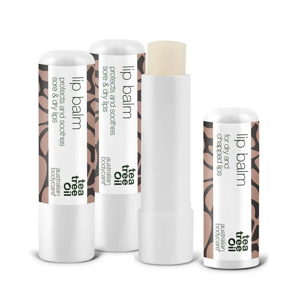 3x Lip balm mit Teebaumöl zur trockenen Lippen & Pflege von Fieberbläschen