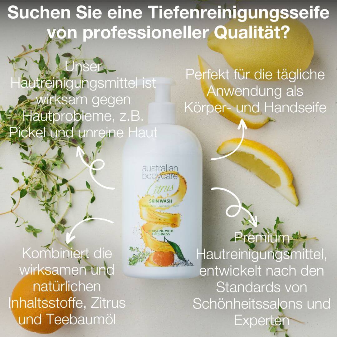 Professionelle Citrus Skin Wash — Professionelles Duschbad mit Teebaumöl und Zitrus für den täglichen Gebrauch