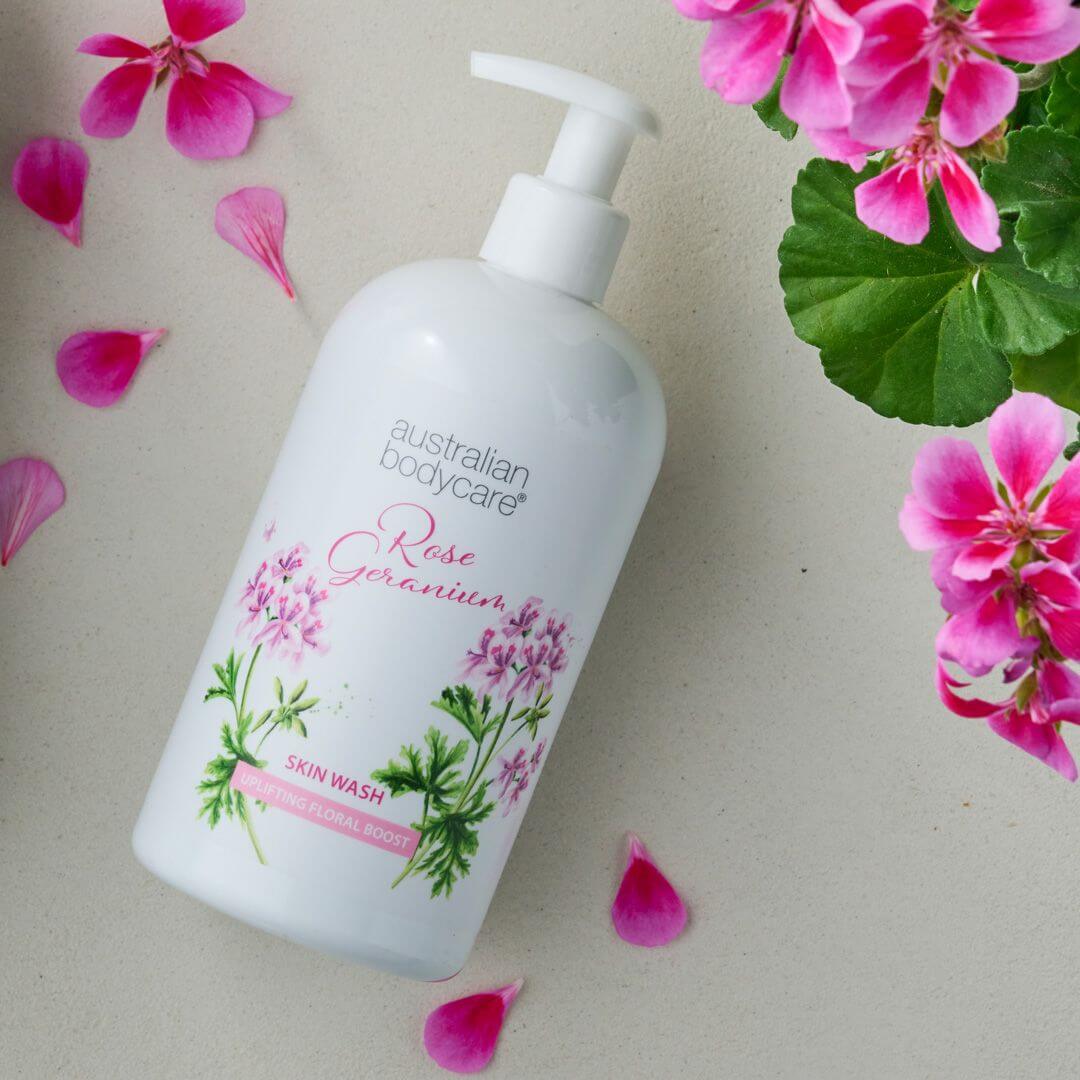 Professionelle Rose Geranium Skin Wash — Professionellen Duschgel mit Teebaumöl und Rose Geranium