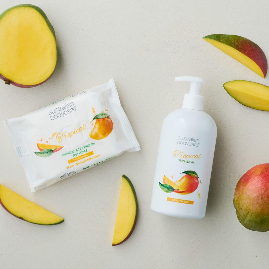 Tropical Skin Wash mit Mango — Duschgel mit Teebaumöl und Mango für eine saubere und gesunde Haut