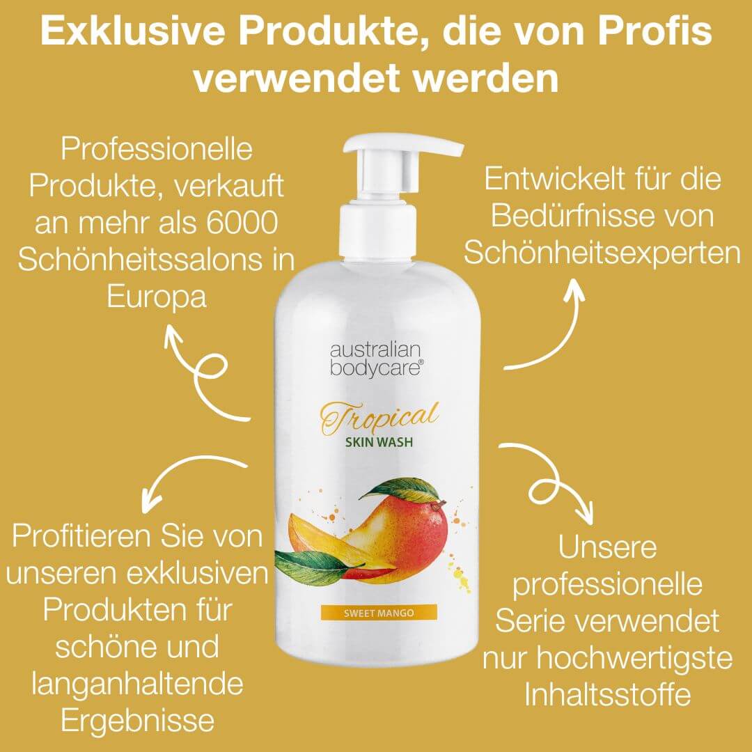 Tropical Skin Wash mit Mango — Duschgel mit Teebaumöl und Mango für eine saubere und gesunde Haut