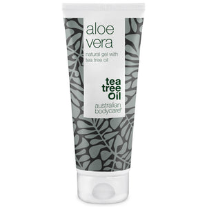 Bio Aloe Vera Gel mit Teebaumöl - Juckreizlinderndes und kühlendes Gel bei gereizter Haut, Sonnenbrand und kleinen Narben
