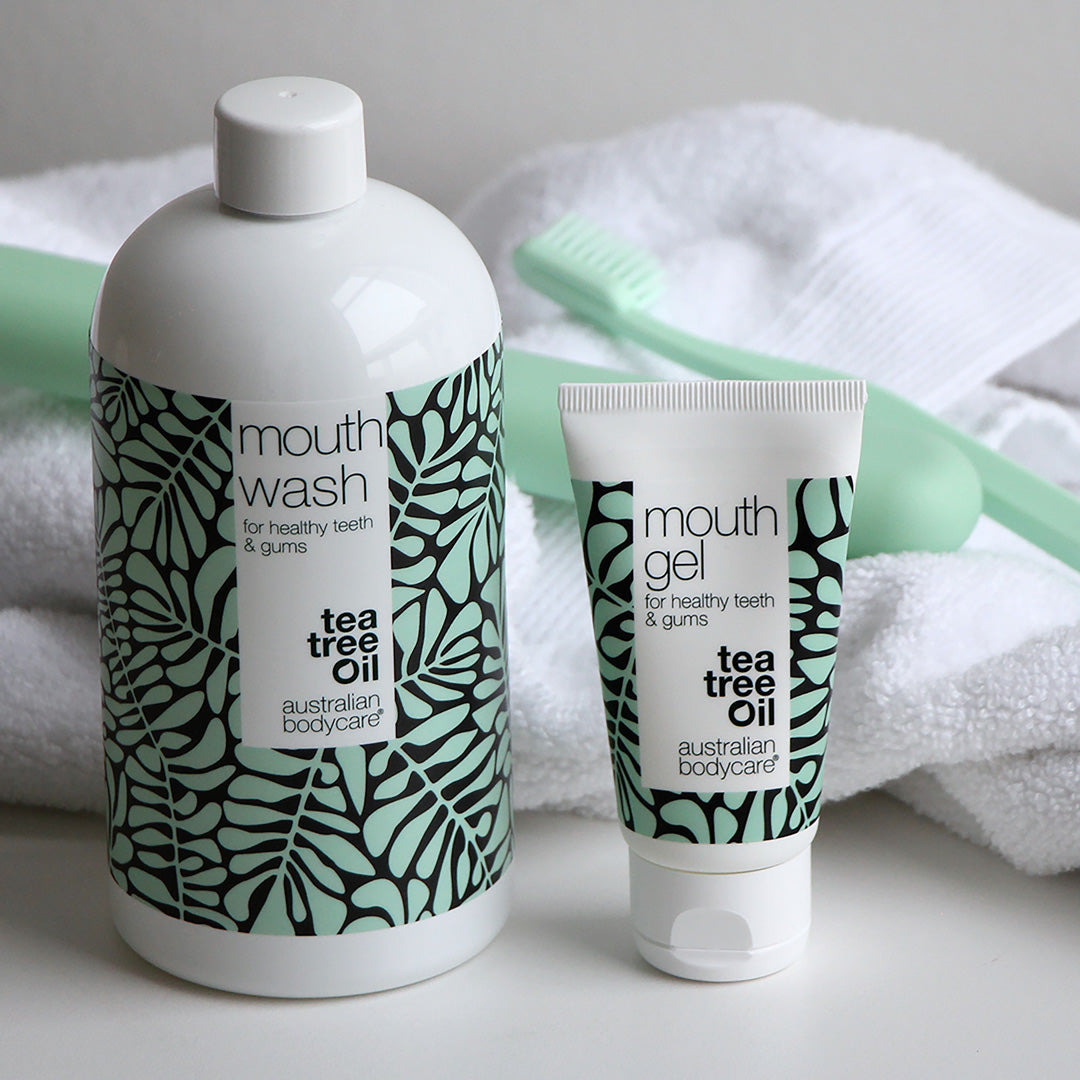 4 Produkte für eine gute Mundhygiene — Mundprodukte mit Teebaumöl bei Problemen an Zunge, Zähnen und Zahnfleisch
